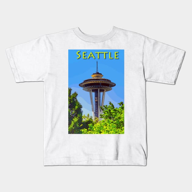 Seattle Space Needle Kids T-Shirt by WelshDesigns